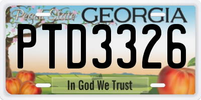 GA license plate PTD3326