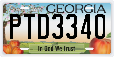 GA license plate PTD3340