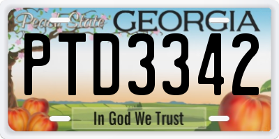 GA license plate PTD3342