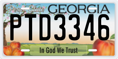 GA license plate PTD3346