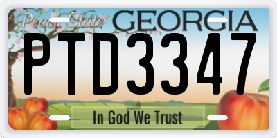 GA license plate PTD3347