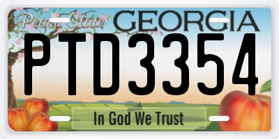 GA license plate PTD3354