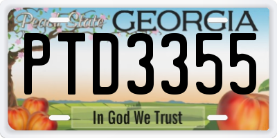 GA license plate PTD3355