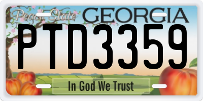 GA license plate PTD3359