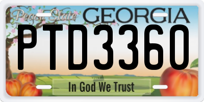 GA license plate PTD3360