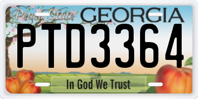 GA license plate PTD3364