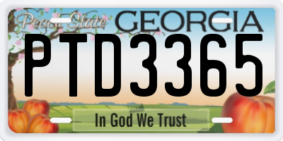GA license plate PTD3365