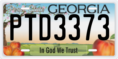 GA license plate PTD3373