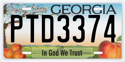 GA license plate PTD3374
