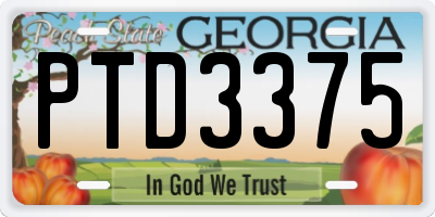 GA license plate PTD3375