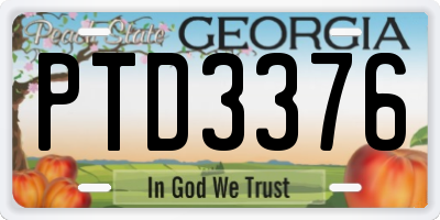 GA license plate PTD3376