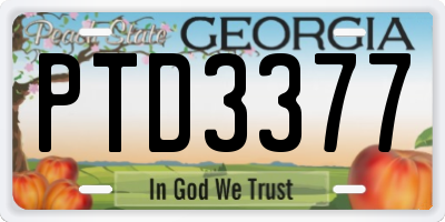 GA license plate PTD3377