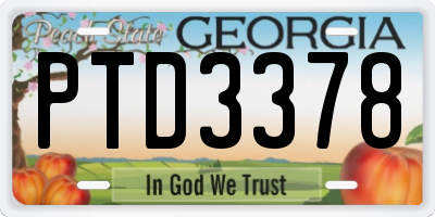 GA license plate PTD3378