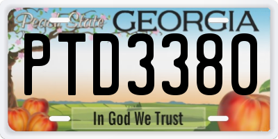 GA license plate PTD3380