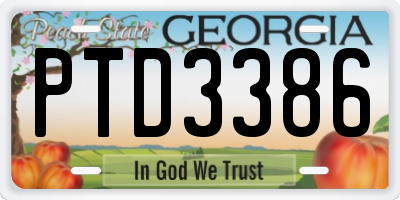 GA license plate PTD3386