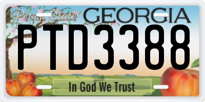 GA license plate PTD3388