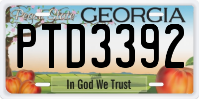 GA license plate PTD3392