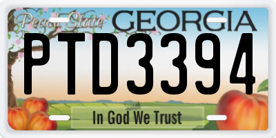 GA license plate PTD3394