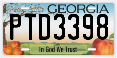 GA license plate PTD3398