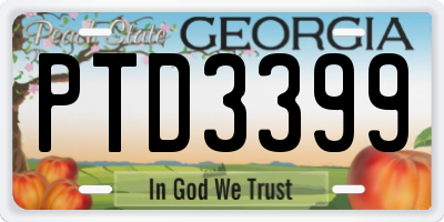 GA license plate PTD3399
