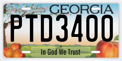 GA license plate PTD3400