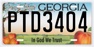 GA license plate PTD3404