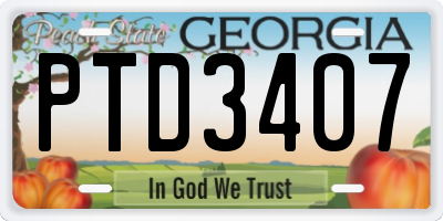 GA license plate PTD3407