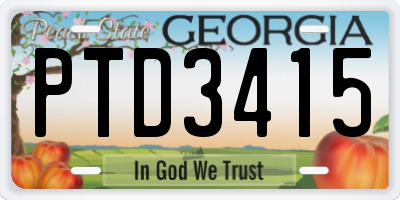 GA license plate PTD3415