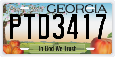 GA license plate PTD3417