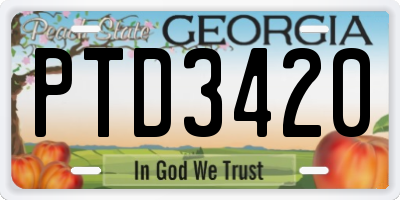 GA license plate PTD3420