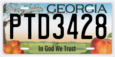 GA license plate PTD3428
