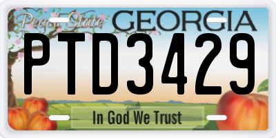 GA license plate PTD3429