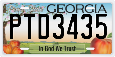 GA license plate PTD3435