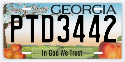 GA license plate PTD3442
