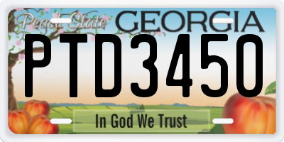 GA license plate PTD3450