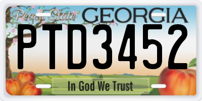 GA license plate PTD3452