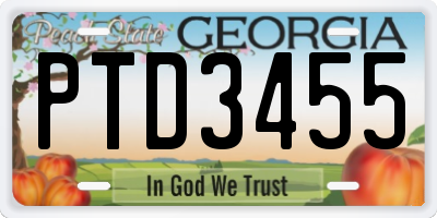 GA license plate PTD3455