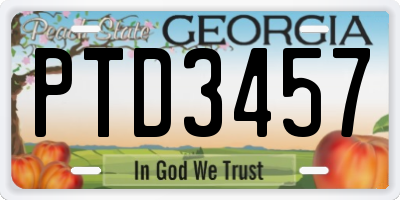 GA license plate PTD3457