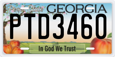 GA license plate PTD3460