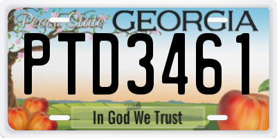 GA license plate PTD3461