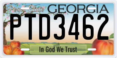 GA license plate PTD3462