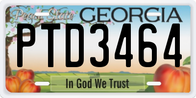 GA license plate PTD3464