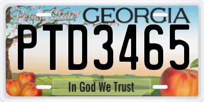 GA license plate PTD3465