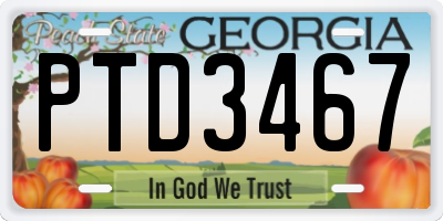 GA license plate PTD3467