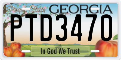 GA license plate PTD3470