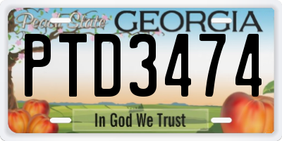 GA license plate PTD3474