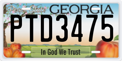 GA license plate PTD3475