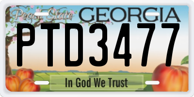 GA license plate PTD3477
