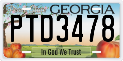 GA license plate PTD3478