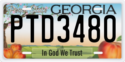 GA license plate PTD3480